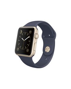 Apple - Apple Watch Sport 42mm Gold Aluminum Case - Midnight Blue Sport Band